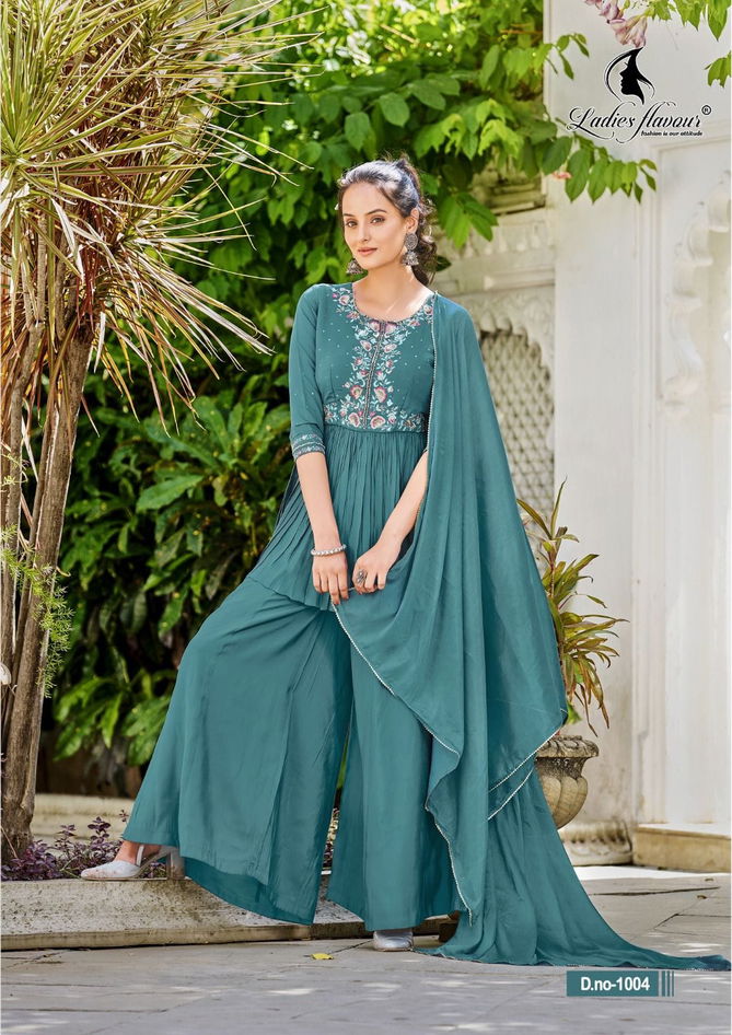 Ladies Flavour Aarzoo Chanderi Silk Sharara Readymade Suits